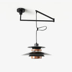Mercero Swing Arm Pendant Light with Four Shades in Walnut