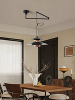 Mercero Swing Arm Pendant Light with Four Shades in Walnut
