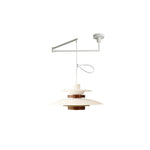 Mercero Swing Arm Pendant Light with Four Shades in Walnut