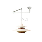 Mercero Swing Arm Pendant Light with Four Shades in Walnut