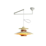 Mercero Swing Arm Pendant Light with Four Shades in Walnut