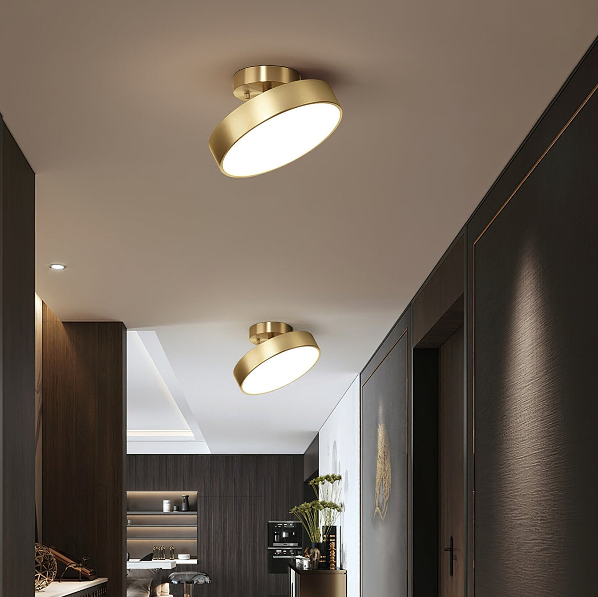 Meridian Rotatable LED Ceiling Light in Brass and Acrylic