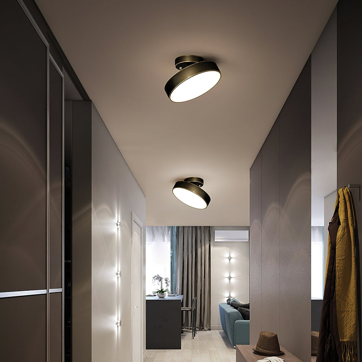 Meridian Rotatable LED Ceiling Light in Brass and Acrylic