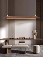 Mernoe Wooden Linear Chandelier with Brass Accents for Modern Interiors