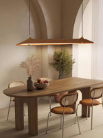 Mernoe Wooden Linear Chandelier with Brass Accents for Modern Interiors