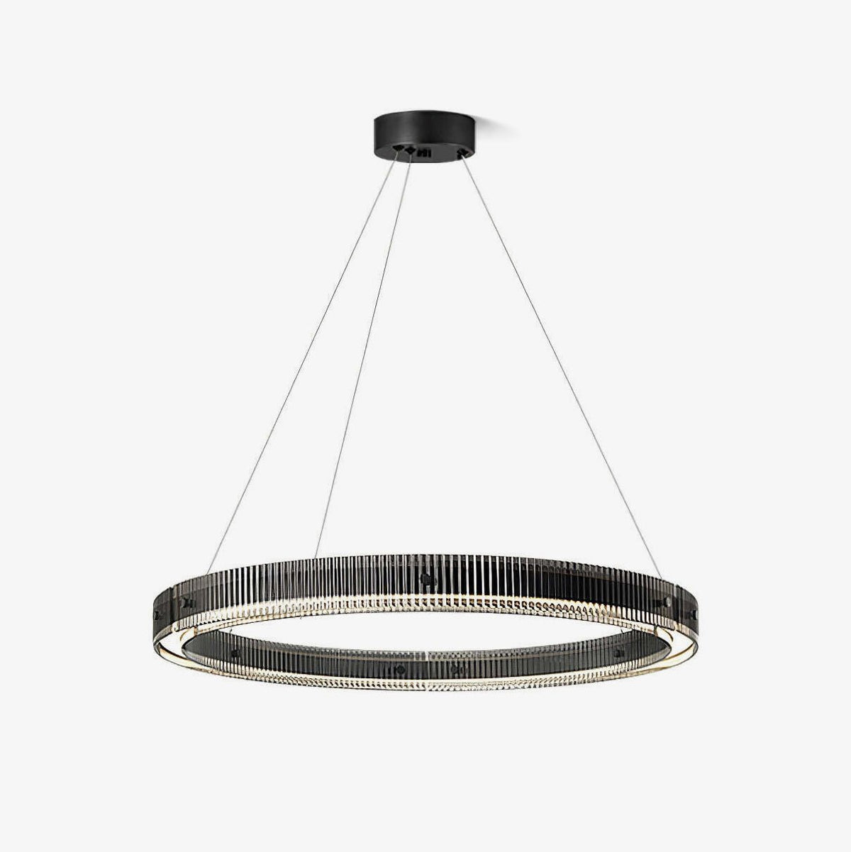 Merope Modern LED Chandelier in Black or Smoke Gray Glass