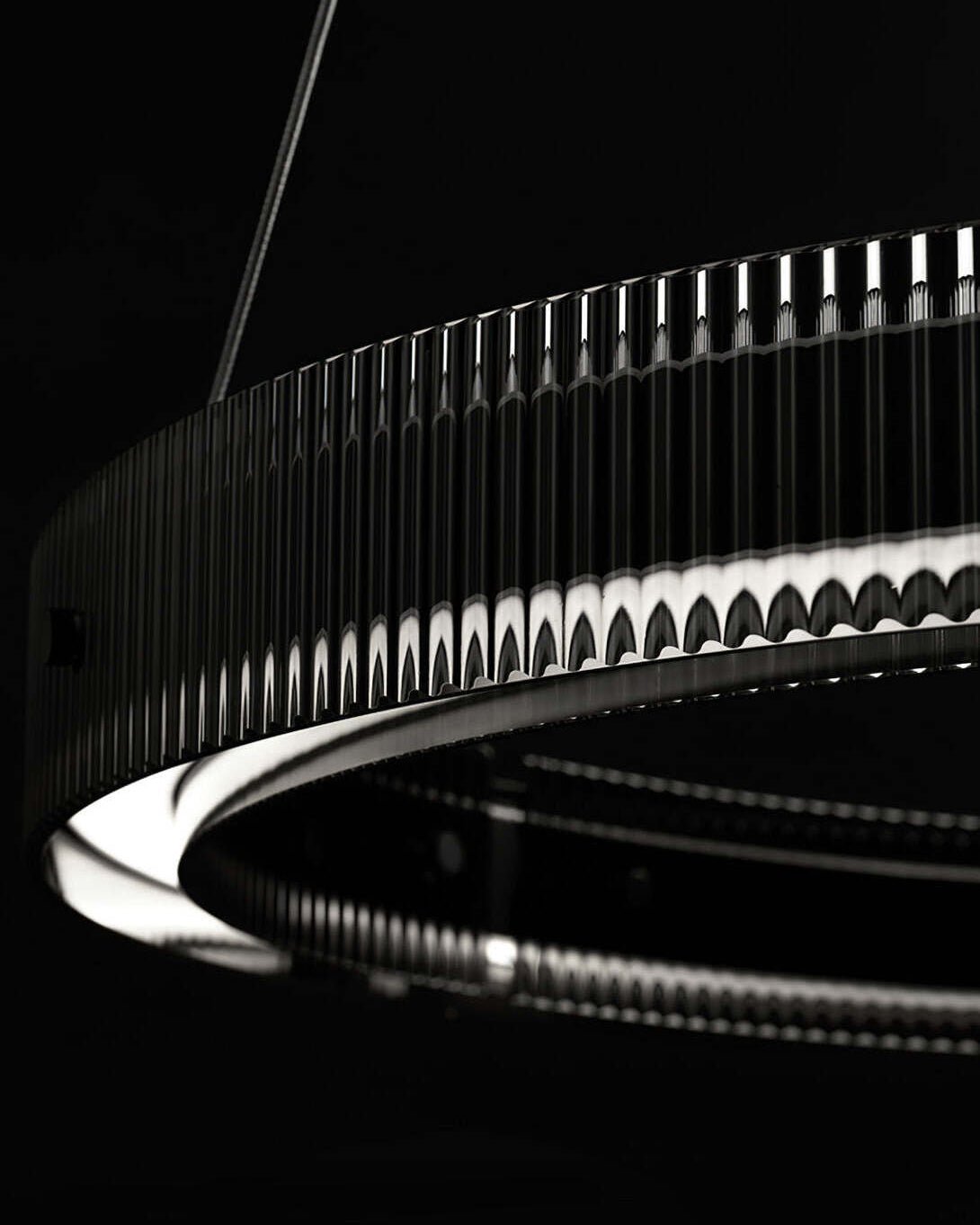 Merope Modern LED Chandelier in Black or Smoke Gray Glass