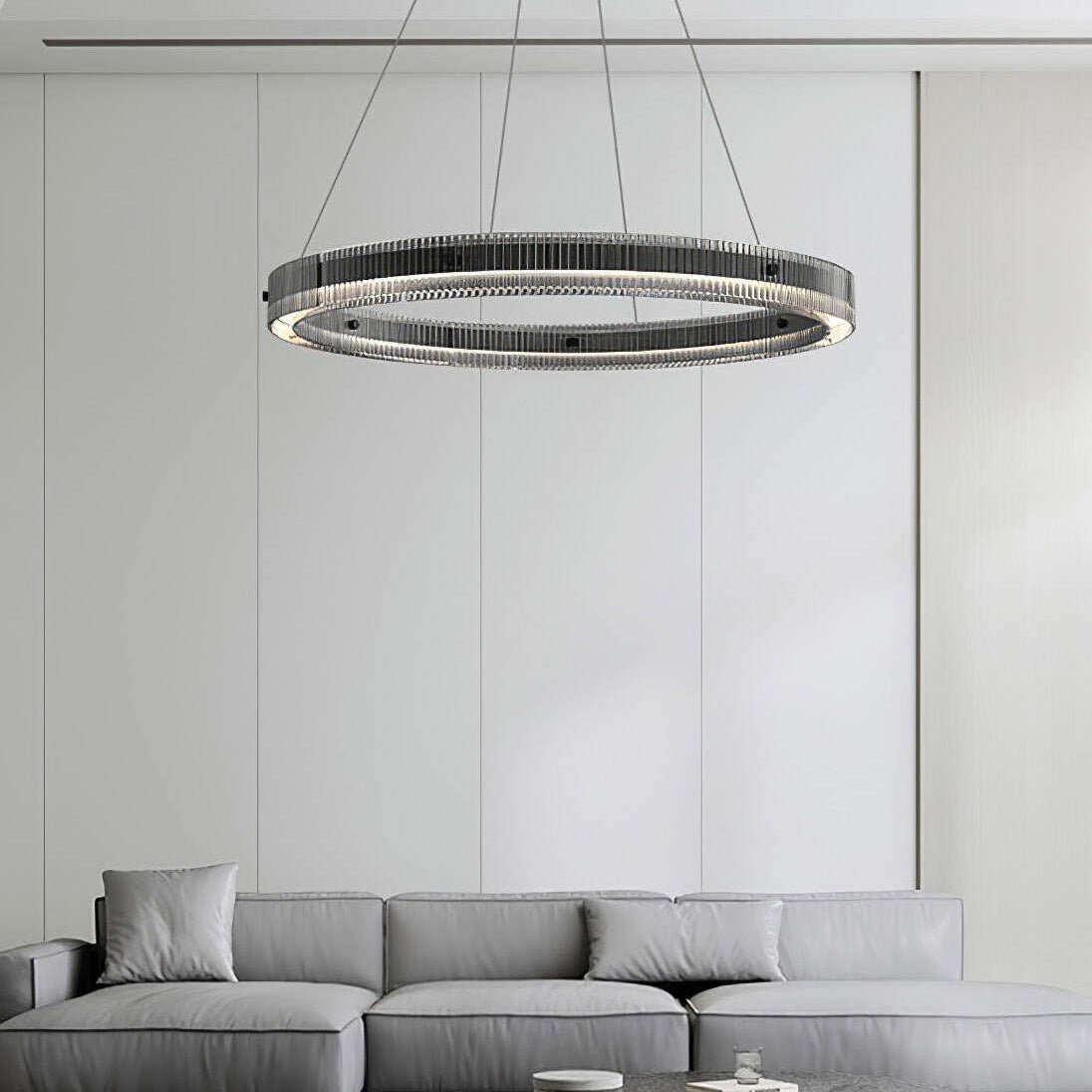Merope Modern LED Chandelier in Black or Smoke Gray Glass