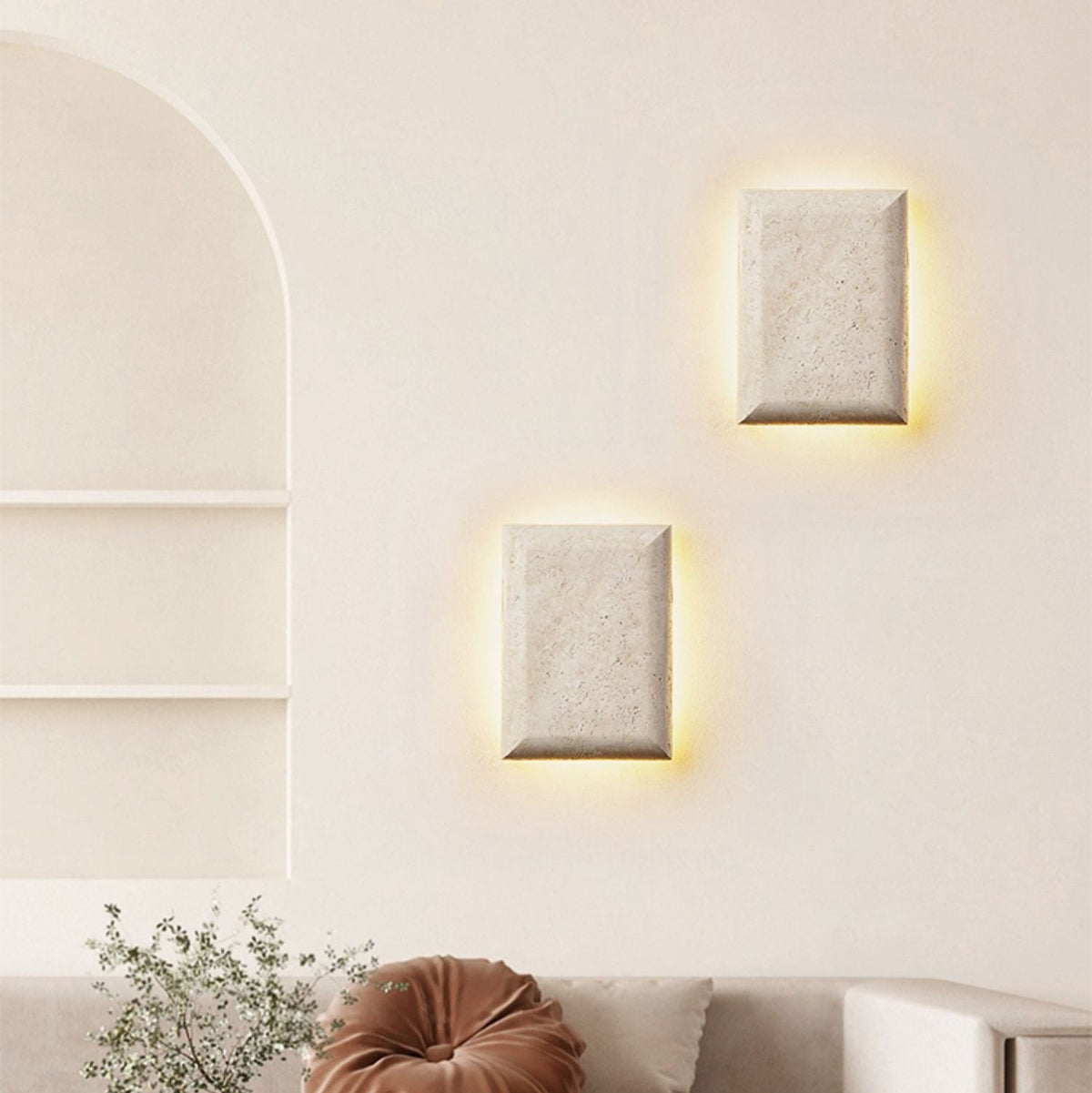 Mesa Glow Travertine Wall Sconce – Organic Modern LED Lighting