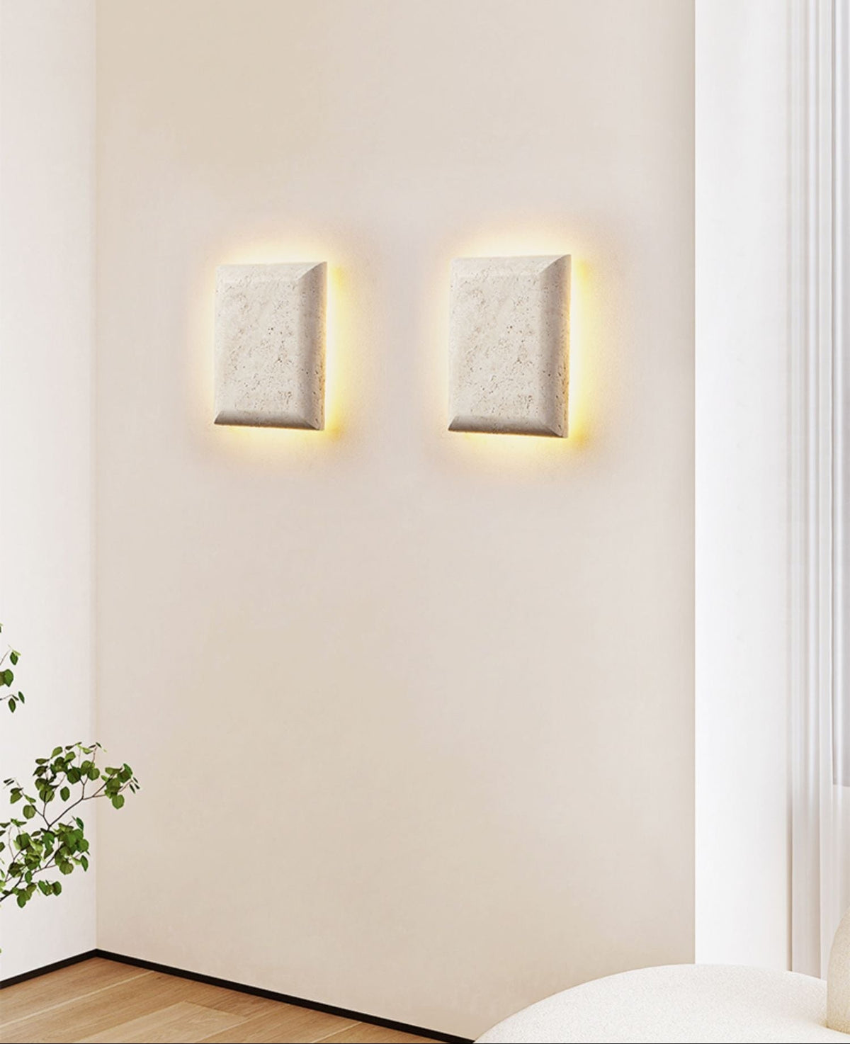 Mesa Glow Travertine Wall Sconce – Organic Modern LED Lighting