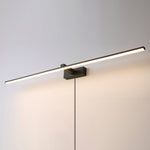 Linear Mirror Plug-in Wall Sconce in Black for Modern Interiors
