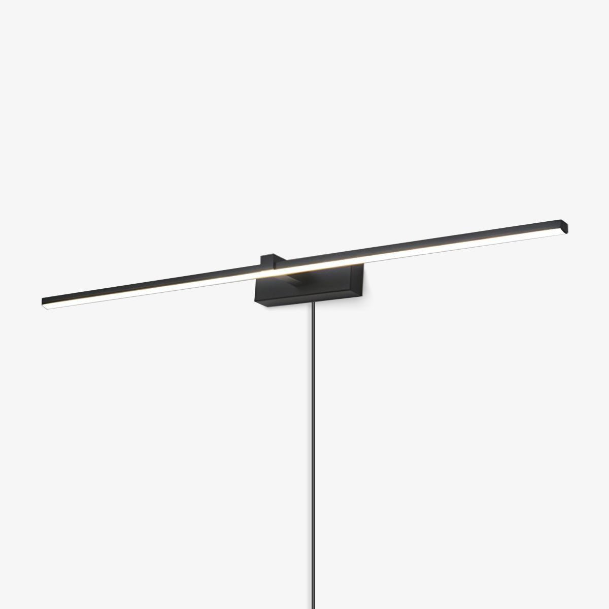 Linear Mirror Plug-in Wall Sconce in Black for Modern Interiors