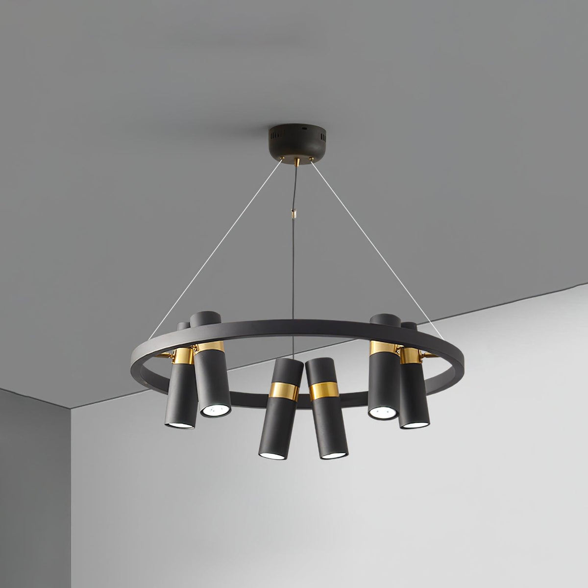 Black Multi-Pipe Chandelier Modern Linear Pendant Light