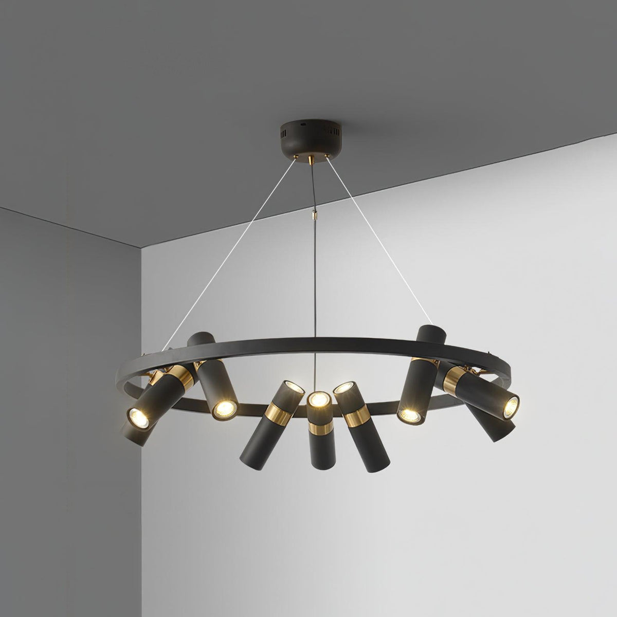 Black Multi-Pipe Chandelier Modern Linear Pendant Light