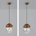 Metro Dome LED Pendant Light in Copper and Glass, Mid-Century Modern Ceiling Lamp