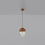 Metro Dome LED Pendant Light in Copper and Glass, Mid-Century Modern Ceiling Lamp