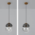 Metro Dome LED Pendant Light in Copper and Glass, Mid-Century Modern Ceiling Lamp