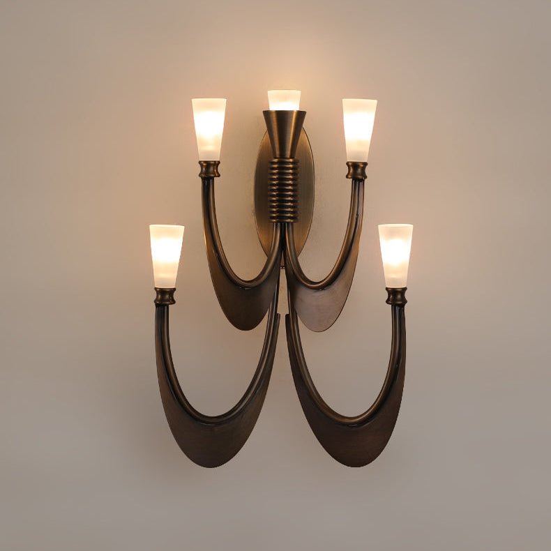 Metropolis Grand Alabaster Wall Sconce – Five-Light Art Deco Bronze Fixture