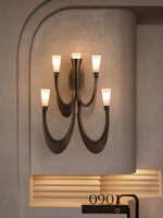 Metropolis Grand Alabaster Wall Sconce – Five-Light Art Deco Bronze Fixture
