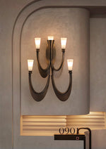Metropolis Grand Alabaster Wall Sconce – Five-Light Art Deco Bronze Fixture