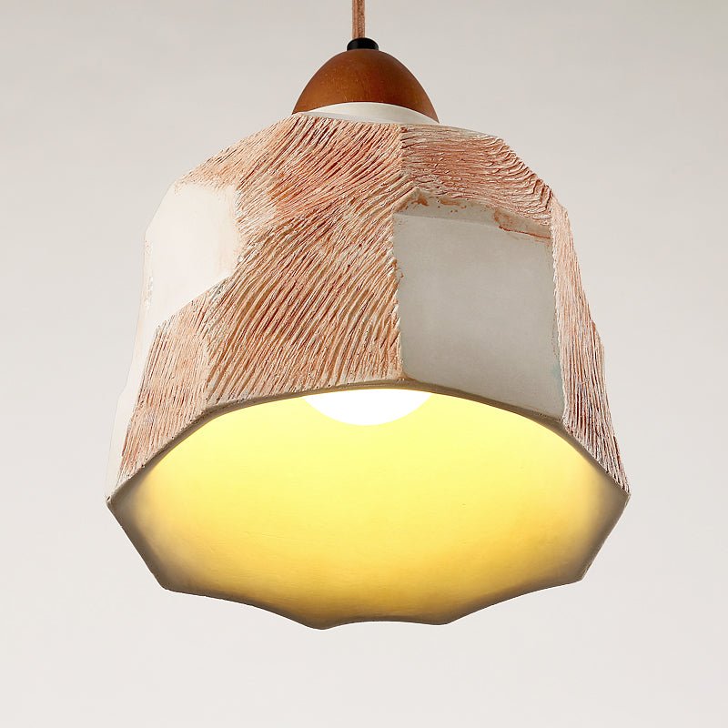 Artisan Microcement Pendant Light with Walnut Accent