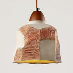 Artisan Microcement Pendant Light with Walnut Accent