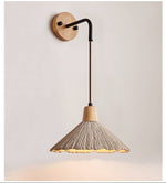 Artisan Microcement Wall Sconce with Wood Accent – Modern Minimalist Lighting