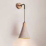 Artisan Microcement Wall Sconce with Wood Accent – Modern Minimalist Lighting