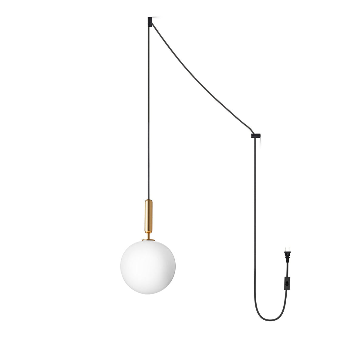Scandiluxe Brass Pendant Light with Glass Shade – Modern Swag Ceiling Lamp