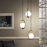 Mila Brass Pendant Swag Light – Hand-Blown Glass & Brass Hanging Lamp