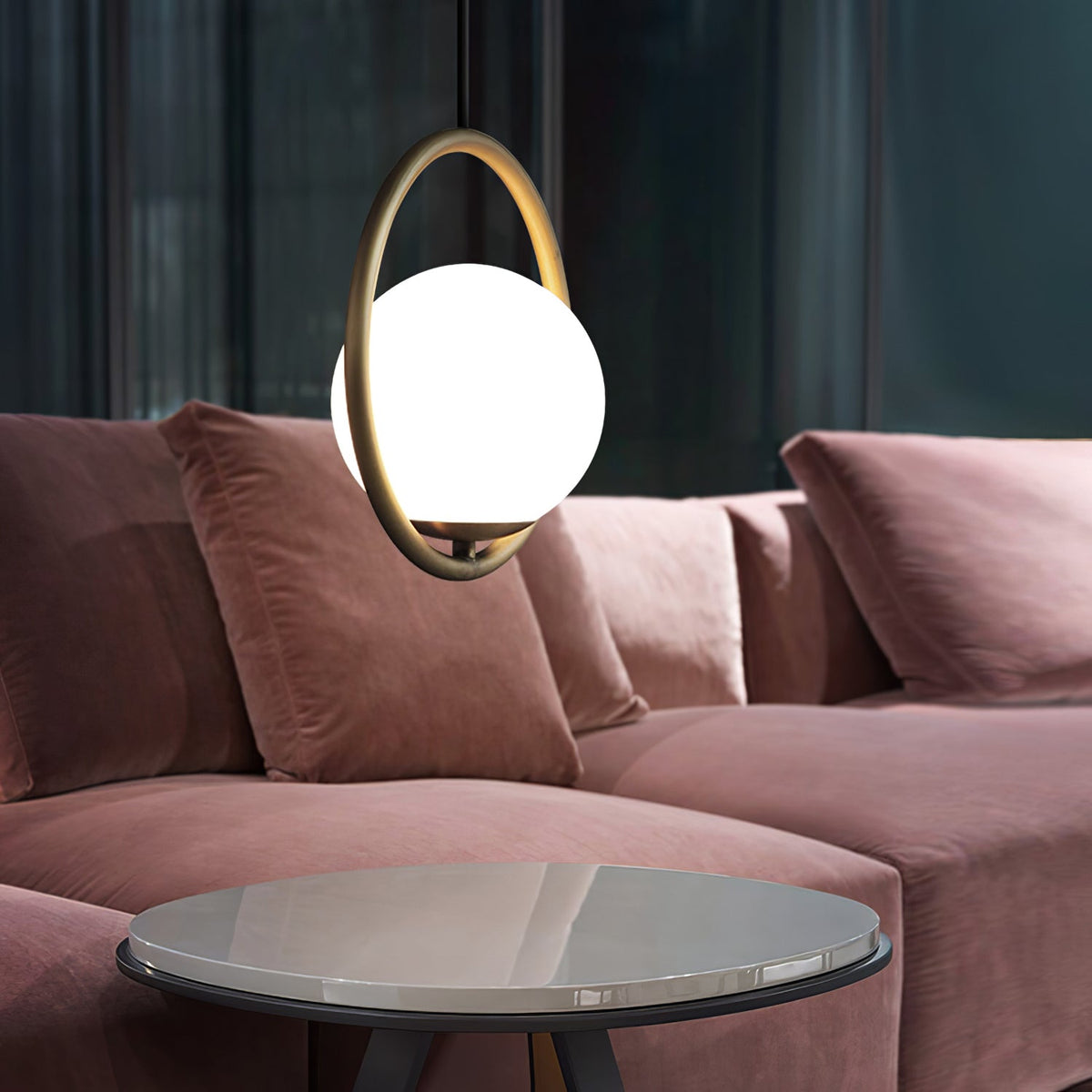 Mila Brass Pendant Swag Light – Hand-Blown Glass & Brass Hanging Lamp