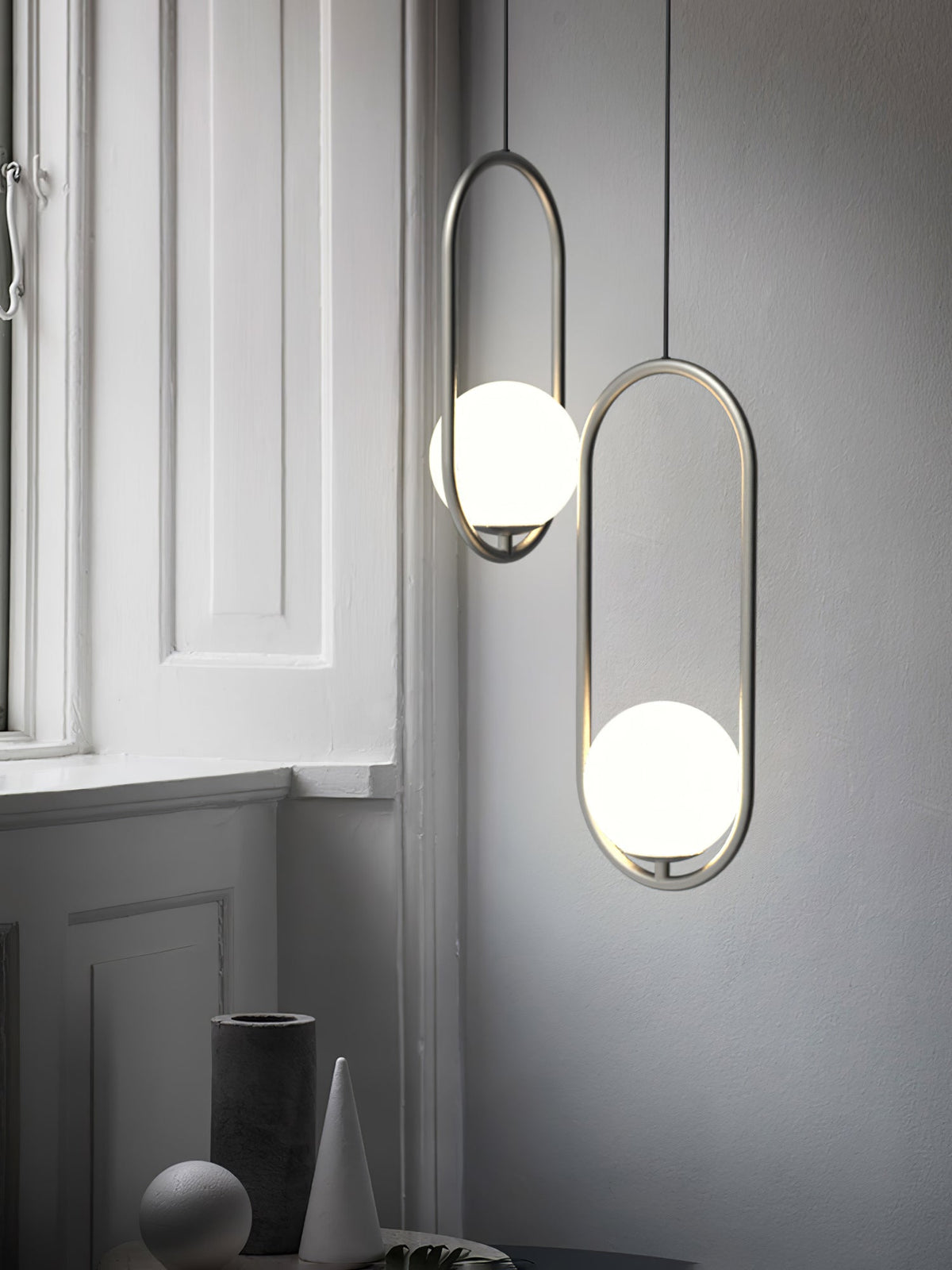Mila Brass Pendant Swag Light – Hand-Blown Glass & Brass Hanging Lamp