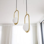 Mila Brass Pendant Swag Light – Hand-Blown Glass & Brass Hanging Lamp