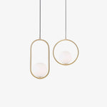 Mila Brass Pendant Swag Light – Hand-Blown Glass & Brass Hanging Lamp