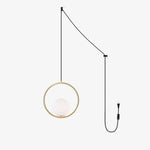 Mila Brass Pendant Swag Light – Hand-Blown Glass & Brass Hanging Lamp