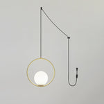 Mila Brass Pendant Swag Light – Hand-Blown Glass & Brass Hanging Lamp