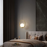 Mila Brass Pendant Swag Light – Hand-Blown Glass & Brass Hanging Lamp