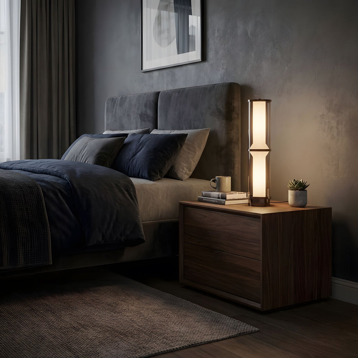Miles Fluted Glass Table Lamp with Integrated LED