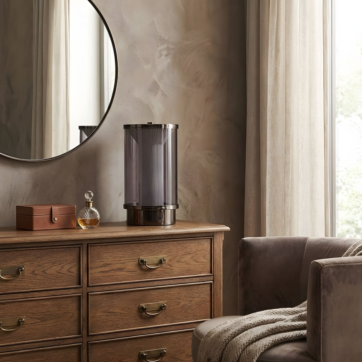 Miles Fluted Glass Table Lamp with Integrated LED