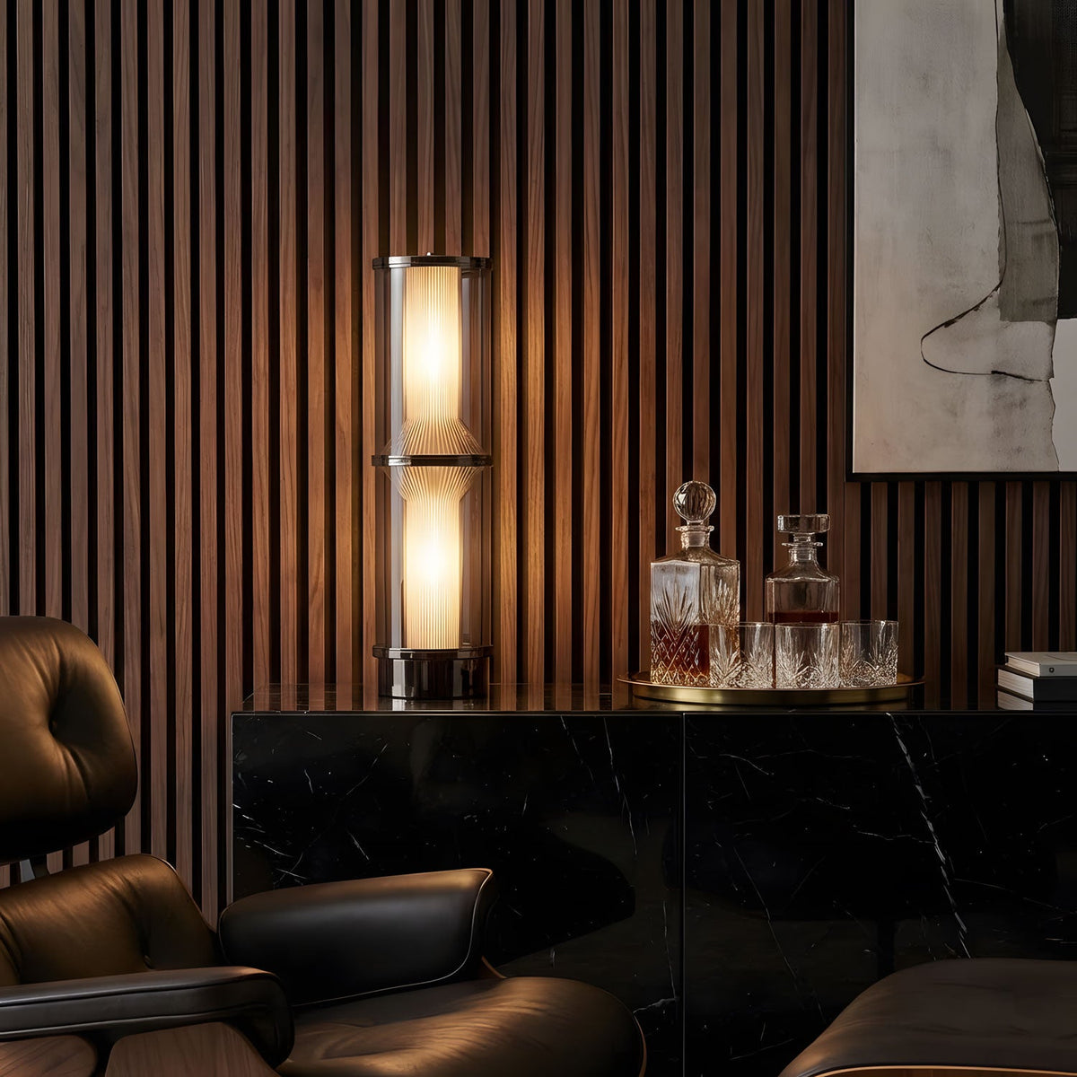 Miles Fluted Glass Table Lamp with Integrated LED