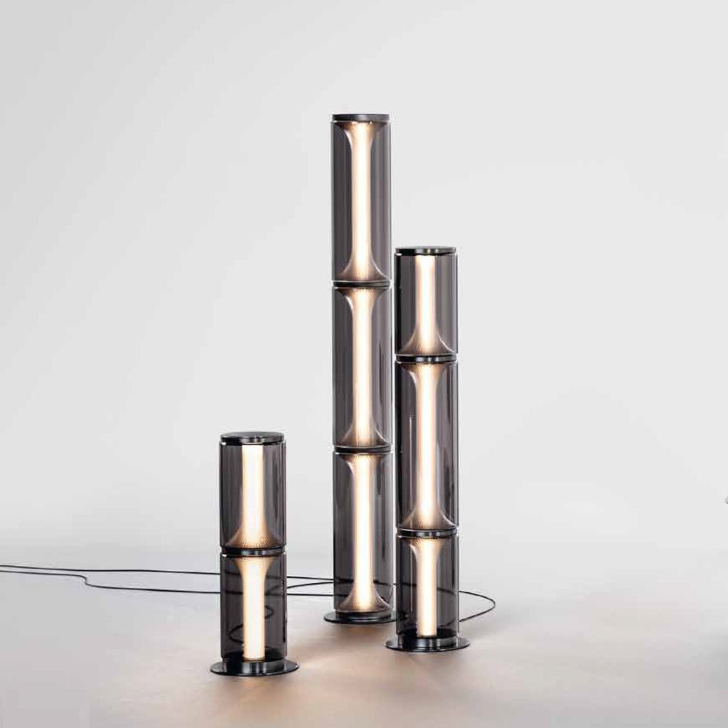 Miles Floor Lamp – Hand-Blown Glass Column Light in Copper or Pearl Black