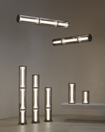 Miles Floor Lamp – Hand-Blown Glass Column Light in Copper or Pearl Black