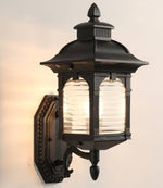 Miller Roof Outdoor Wall Light – Modern Black Metal & Glass Sconce