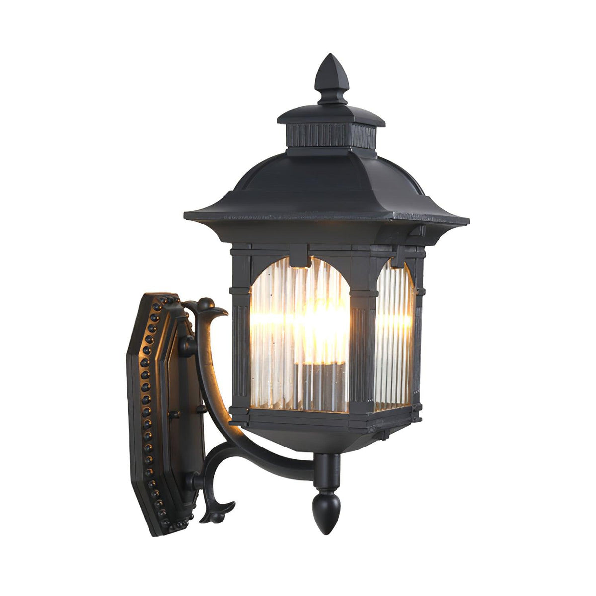Miller Roof Outdoor Wall Light – Modern Black Metal & Glass Sconce