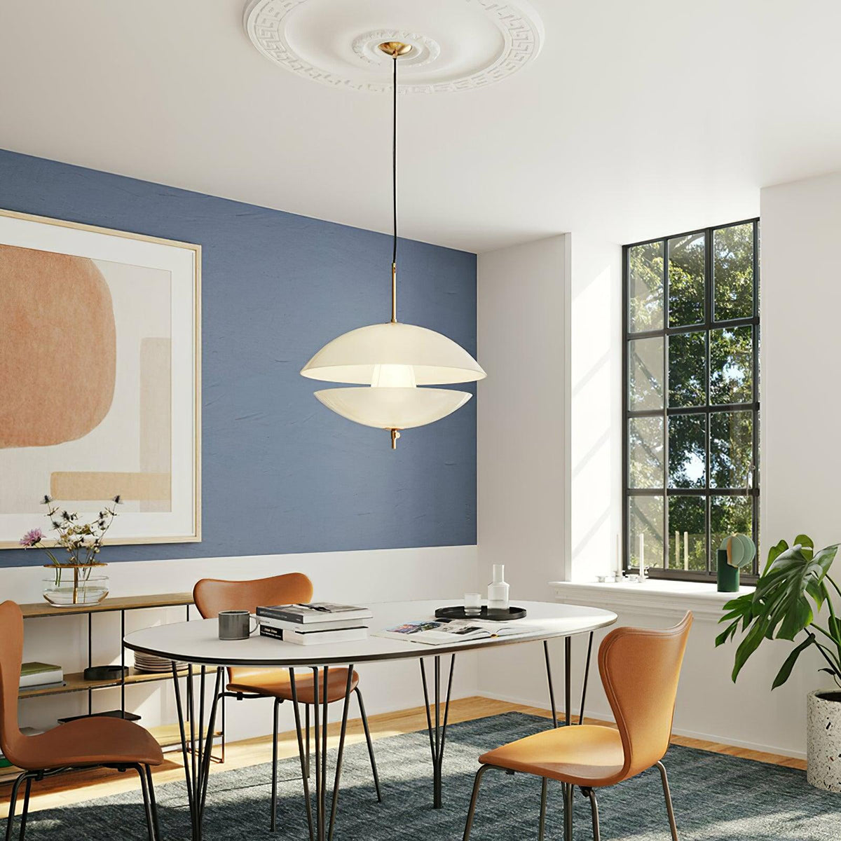 Miller Shell Pendant Light – Modern Glass & Metal Hanging Lamp for Dining, Kitchen, Bedroom