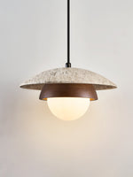 Milo Travertine Pendant Light – Natural Stone & Wood Hanging Lamp
