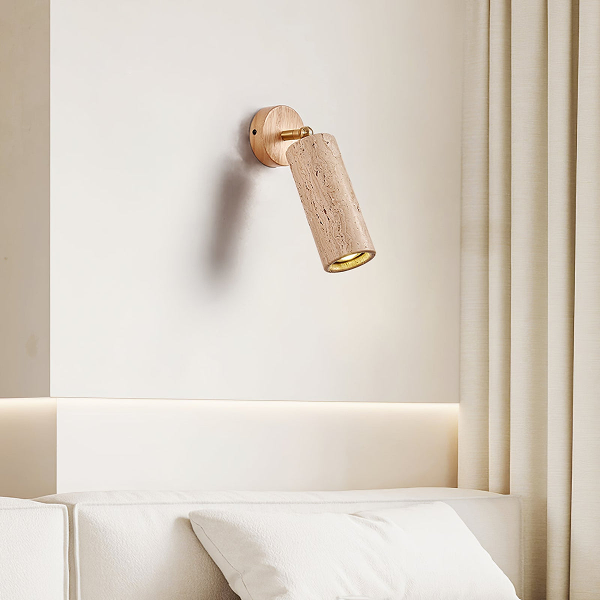 Milo Travertine Wall Sconce with Brass Accents for Modern Interiors