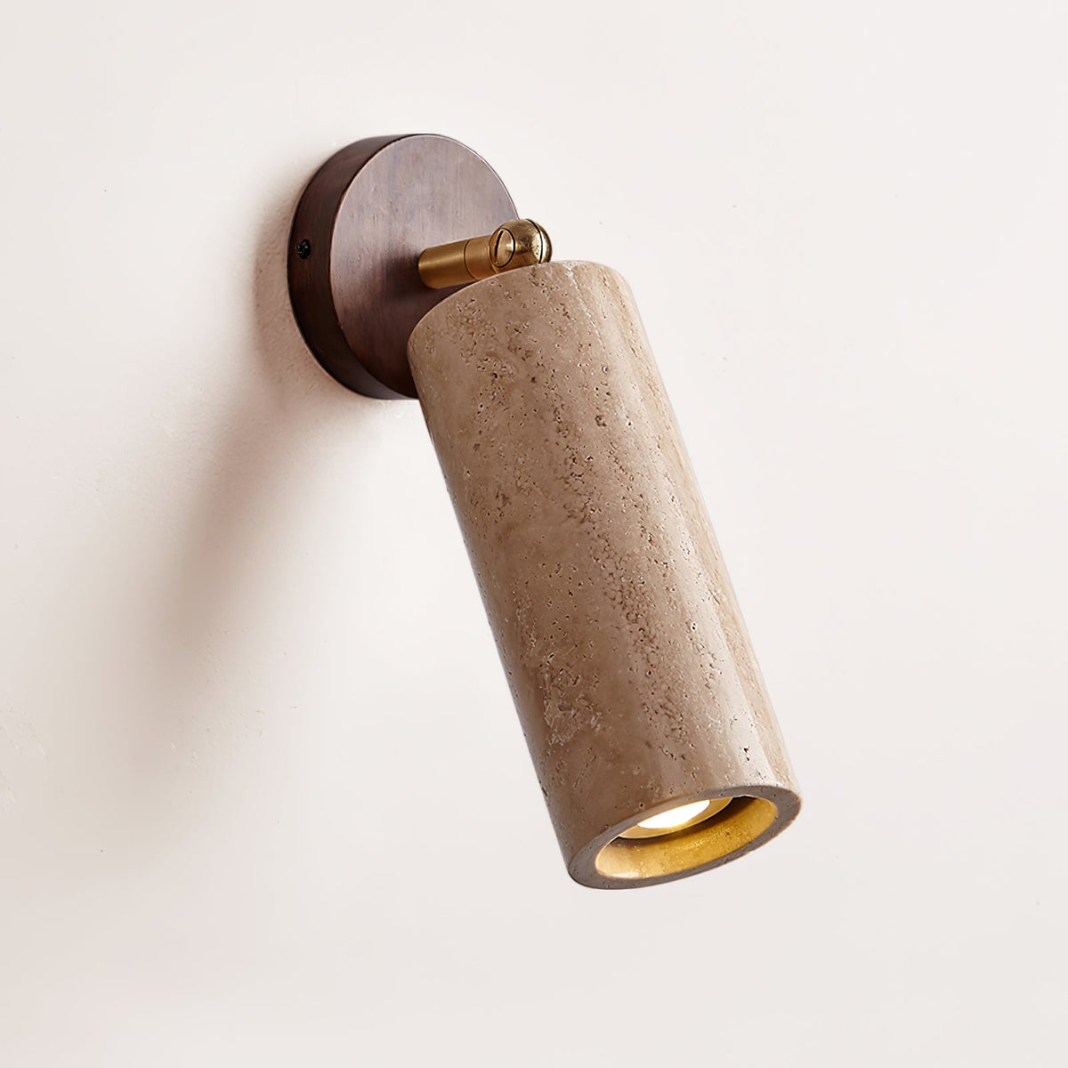 Milo Travertine Wall Sconce with Brass Accents for Modern Interiors