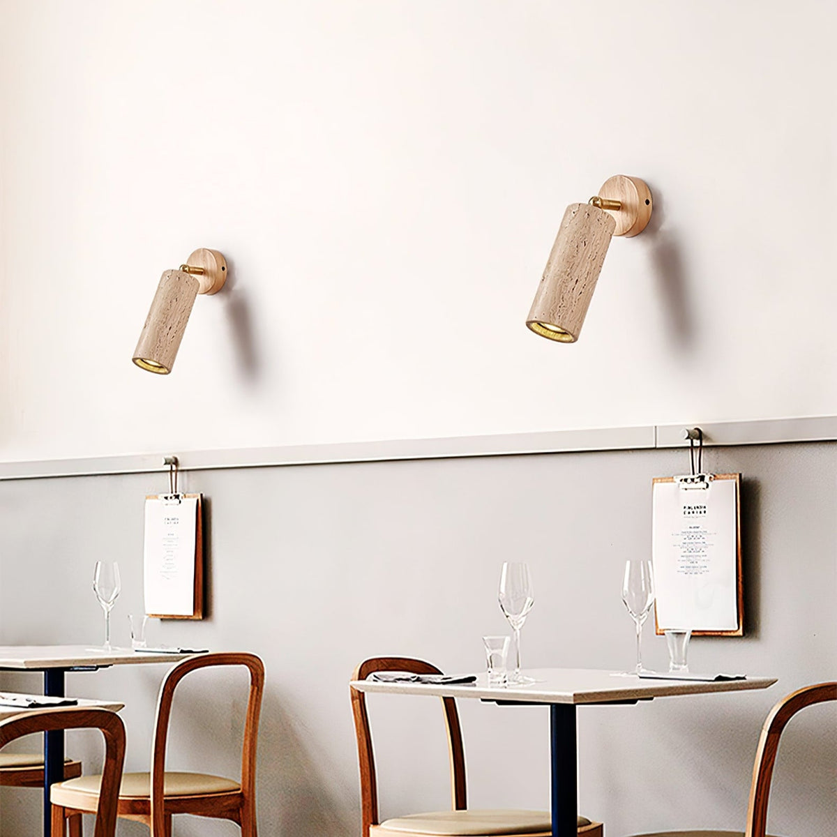Milo Travertine Wall Sconce with Brass Accents for Modern Interiors