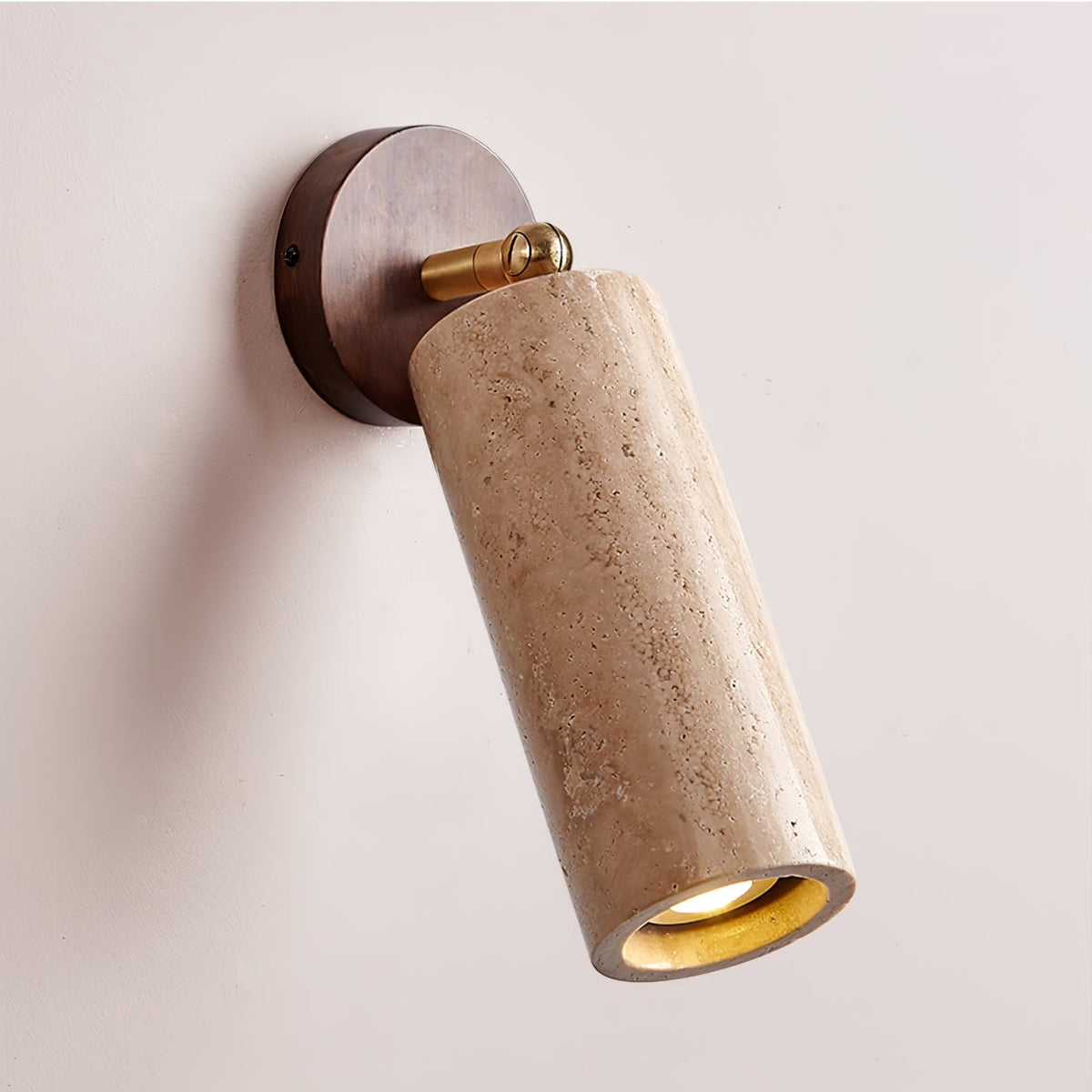 Milo Travertine Wall Sconce with Brass Accents for Modern Interiors